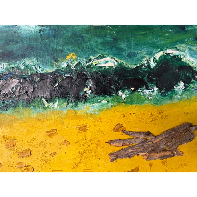 Abstract 1966 Vintage Goldberg Mixed Media Impressionist Oil on Canvas Painting, Framed For Sale - Image 3 of 12