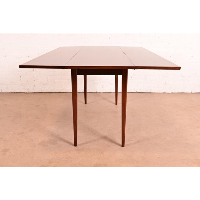 Jack Cartwright for Founders Mid-Century Modern Walnut Drop-Leaf Harvest Dining Table, Newly Refinished For Sale - Image 13 of 14