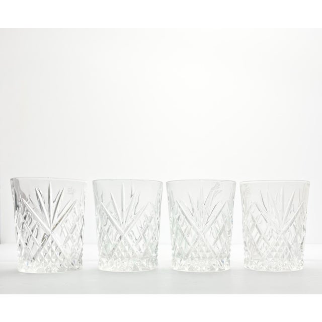 Vintage 4 Crystal Cocktail Old Fashioned Tumbler Glasses 4” 10oz Fan & X Cuts Excellent condition. No chips, cracks, or...