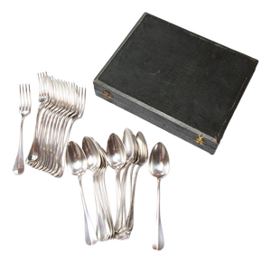 French Cutlery Set in Silver Plated Metal, 1940s, Set of 24