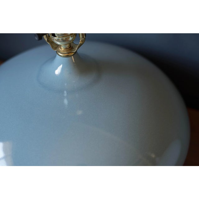 Pair of Sculptural Mid-Century Modern Round Gray Ceramic Table Lamps For Sale - Image 10 of 11
