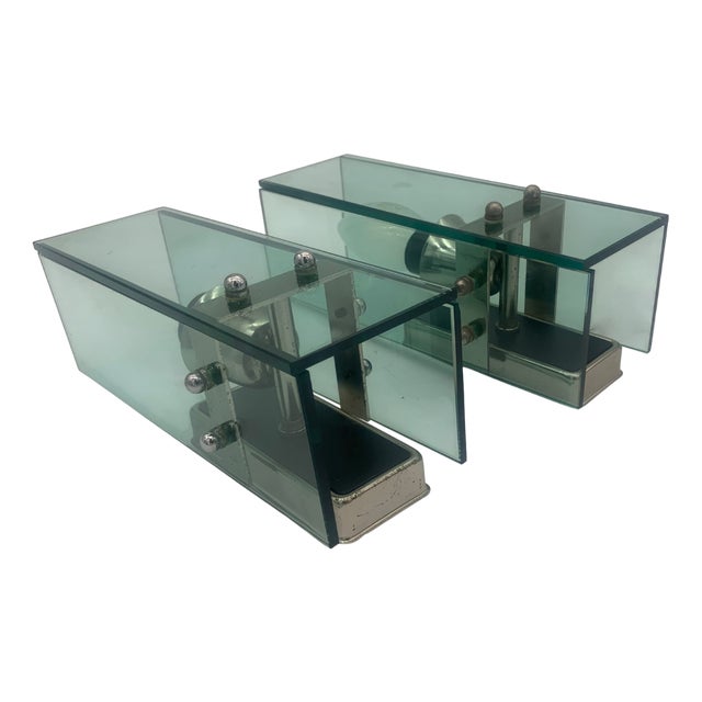 Glass Wall Lamps from Veca, Italy, 1970s, Set of 2 For Sale