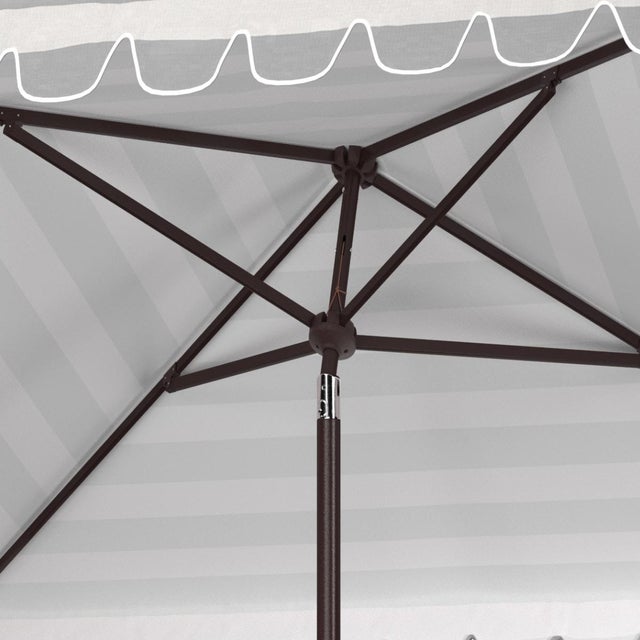 Spritely Home Vienna 7.5 Ft Square Crank Umbrella, Grey & White For Sale - Image 4 of 6