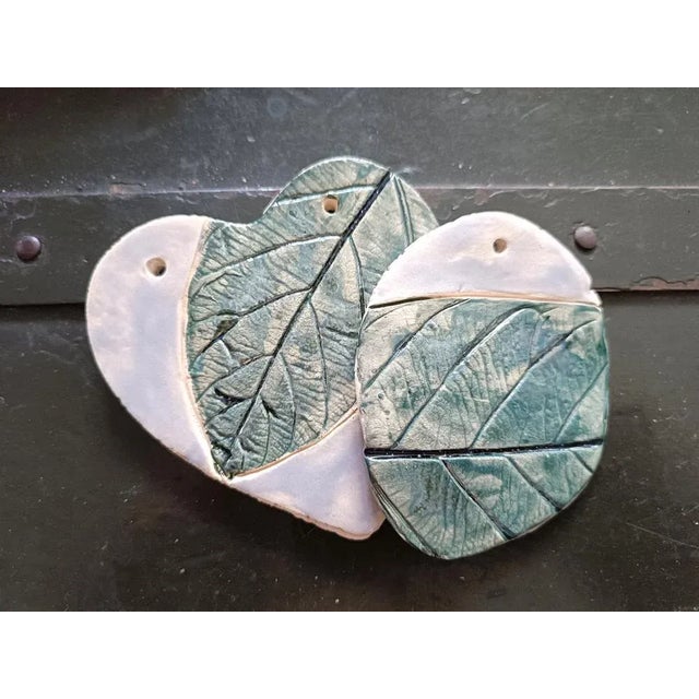 Aqua Artistic Ceramics, Set of 2 For Sale - Image 8 of 8