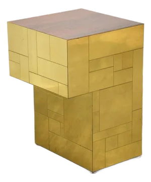 1970s Paul Evans Cityscape Brass and Rosewood End Table