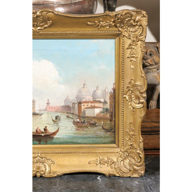 Italian Oil on Canvas Painting of Venice, circa 1830 in Original Giltwood Frame For Sale - Image 9 of 9