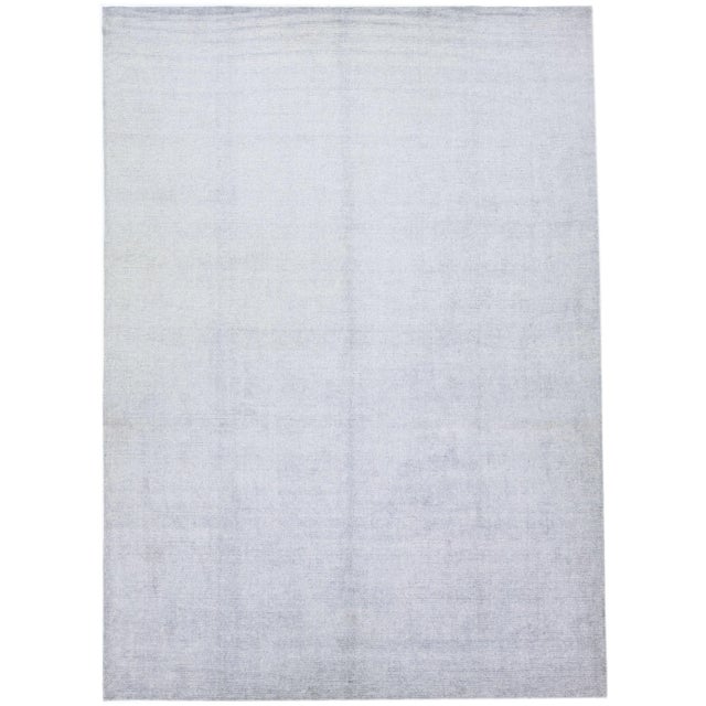 Metal 2010s Contemporary Solid Gray Handmade Wool & Silk Rug For Sale - Image 7 of 7