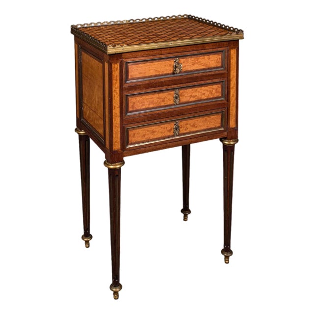 Antique Nightstand, French Walnut, Bedside Drawers, Louis XVI Revival, Victorian For Sale
