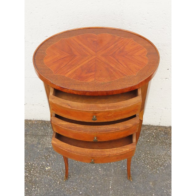 French Early 1900s Inlay Tall Nightstand End Side Table 6316 For Sale - Image 13 of 16