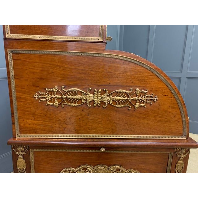 Large Antique French Empire Flame Mahogany Cylinder Desk, 1850 For Sale - Image 14 of 18