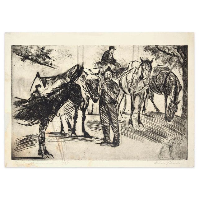 Il barrocciaio is a superb etching, drypoint and burin on an ivory-colored laid paper, realized in 1939 by the Italian...