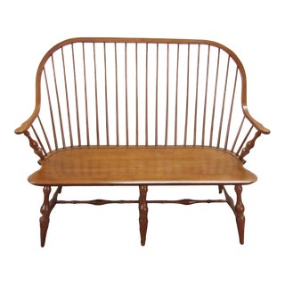 Solid Maple Bowed Back Windsor Settee For Sale