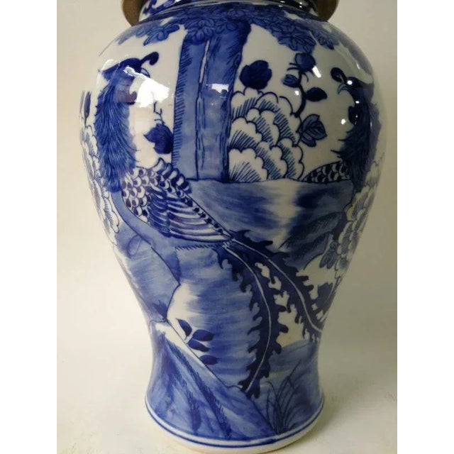 Chinese Blue and White Porcelain Ginger Jar With Birds & Flowers For Sale - Image 9 of 11