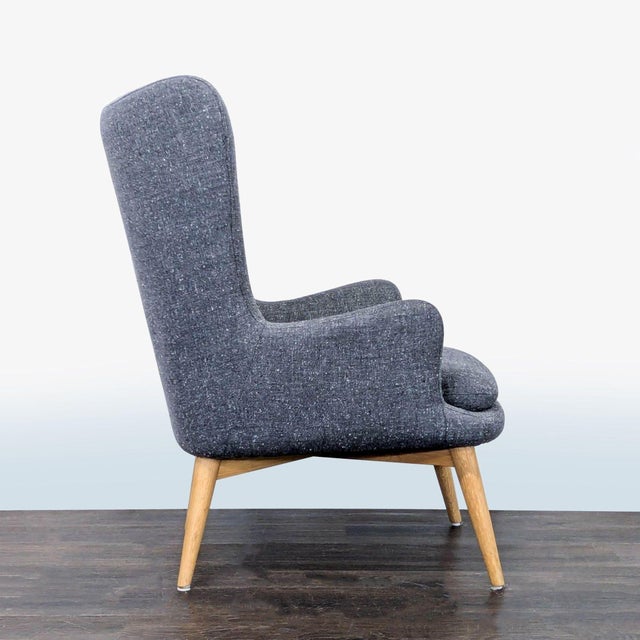West Elm West Elm Lounge Chair With High Back and Wooden Legs For Sale - Image 4 of 8