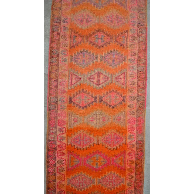 Low pile Kurdish Herki Tribal Runner Rug Hallway 2′10″ x 12′ For Sale - Image 6 of 10