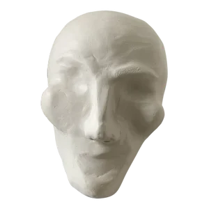 1970’s Vintage Signed Plaster Biomorphic Surreal Face Sculpture