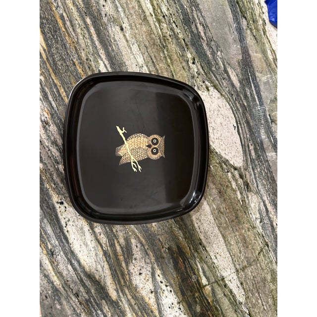 Mid-Century Modern Mid Century Modern Small Couroc Tray With Owl For Sale - Image 3 of 5