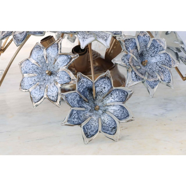 1970s Large Murano Vintage Ceiling Light Black Flowers For Sale - Image 15 of 17