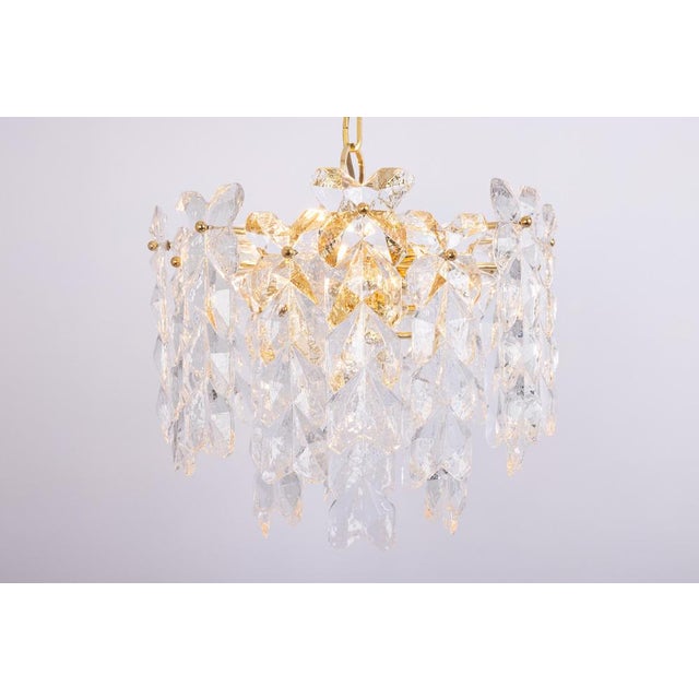 Gold Large Palma Chandelier in Gilt Brass and Crystal Glass from Kalmar, Austria, 1970s For Sale - Image 8 of 18
