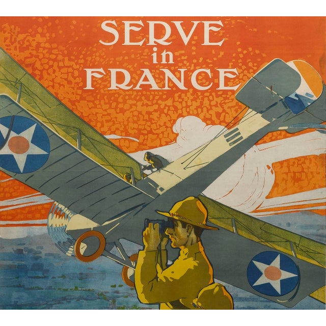 1910s "Join the Air Service and Serve in France" Vintage Wwi Poster by J. Paul Verrees, 1917 For Sale - Image 5 of 6