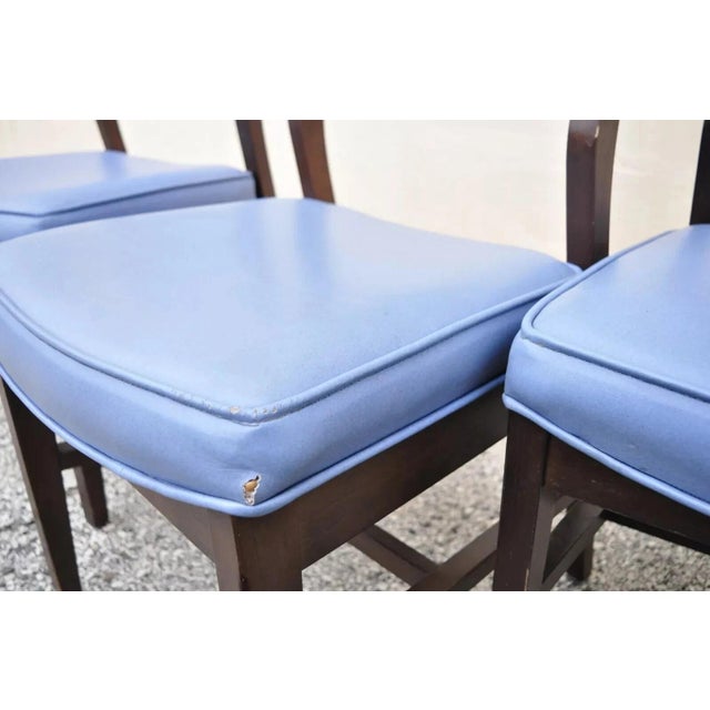 Blue Mid 20th Century Vintage Mid Century Modern Jens Risom Style Blue Sculpted Dining Chair -Set of 6 For Sale - Image 8 of 11