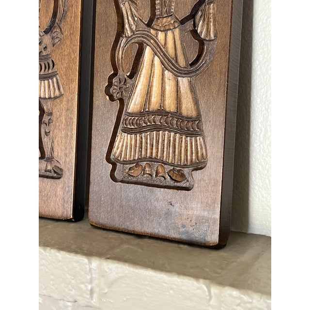 Brown 1970s Hand Carved Wooden Folk Art Traditional Cookie Board. Set of 2 For Sale - Image 8 of 9
