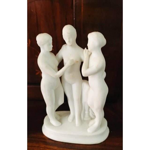 Small antique bisque porcelain figurines, Three Graces, cca from early 20 th c.