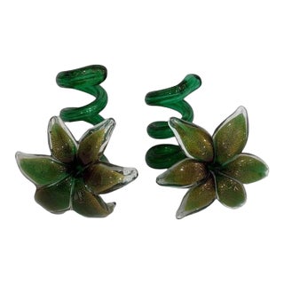 Murano Glass Candle Holders - A Pair For Sale