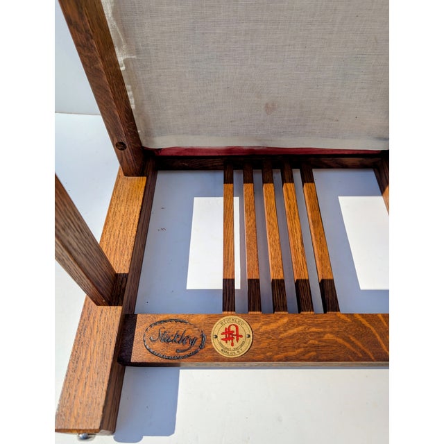 Mission 1990s Authentic Stickley Mission Oak Spindle Footstool #89-395 – April 1991 – Mint Condition For Sale - Image 3 of 10
