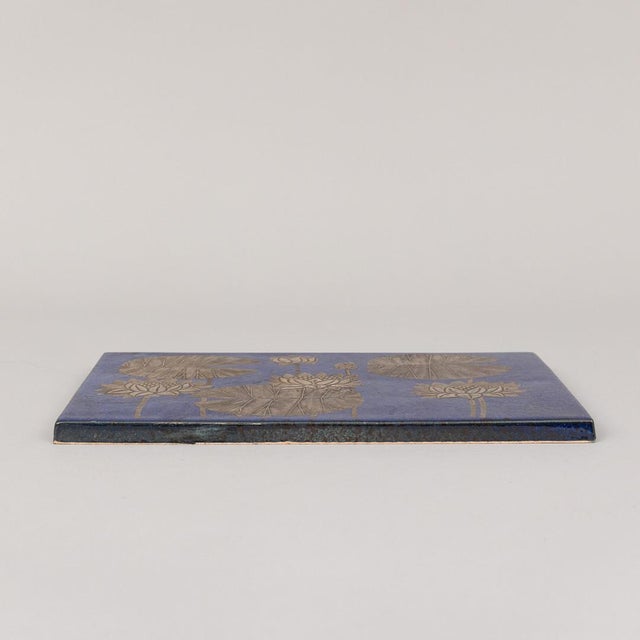 Gustavsberg Heinz Erret Gustavsberg White Water Lily Ceramic Wall Plaque For Sale - Image 4 of 7