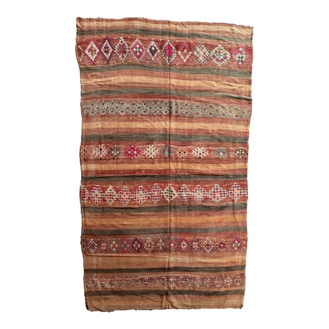 1980s Flatweave Moroccan Kilim Rug - 11.2 X 6.5 Ft For Sale