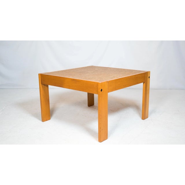 Danish modern coffee table with cork inlay squares and an oak frame, circa 1970s. Lovely, playful design. Larger size for...