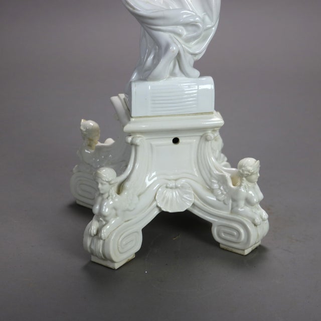 Neoclassical Antique French Neoclassical Blanc De Chine Figural Porcelain Compote C1890 For Sale - Image 3 of 8