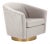 Modern Quilted Swivel Tub Chair in Pale Taupe For Sale - Image 3 of 9