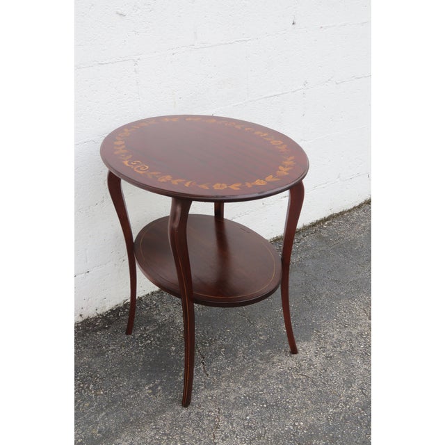 Victorian 1890s Inlay Two Tier Oval Side End Table For Sale - Image 12 of 12