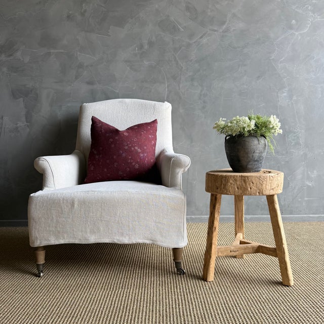 This solid stump slice was turned into a side table or stool. The solid thick top has a beautiful movement with unique...