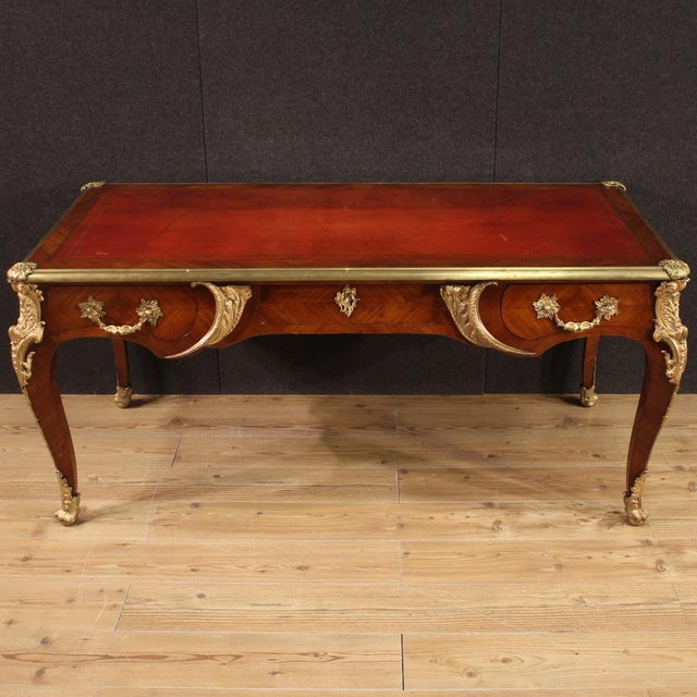 Great French writing desk of the first half of the 20th century. Louis XV style furniture in walnut, mahogany and oak...