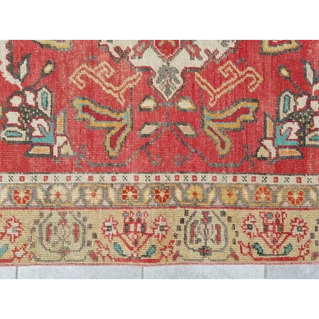 1960s Turkish Red Decorative Wool Rug For Sale - Image 9 of 11