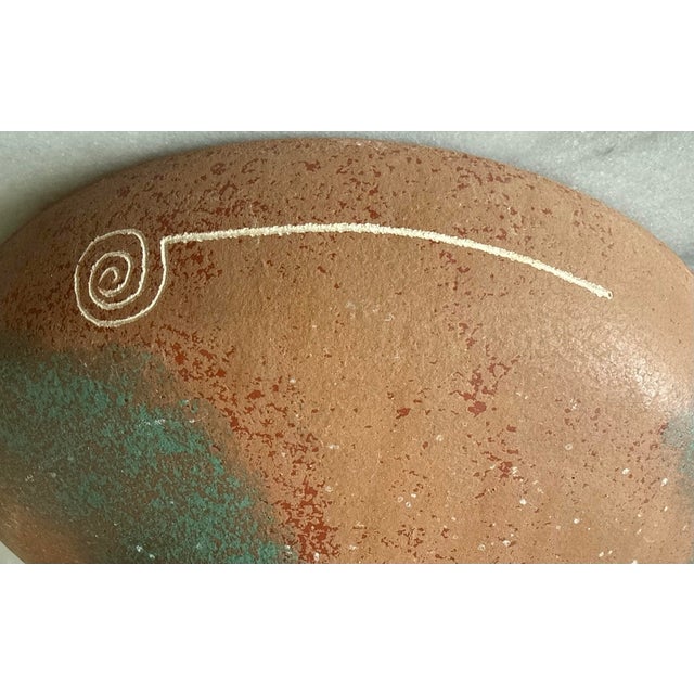 Turquoise Vintage Southwestern Art Pottery Large Bowl For Sale - Image 8 of 12