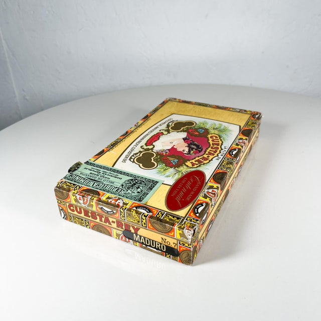 Yellow Vintage Cuesta -Rey 10 Cigar Box Dominican No 7 Robusto Centennial For Sale - Image 8 of 13