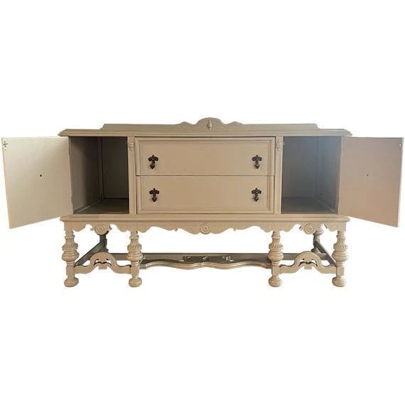 70" Finished Framed 2 Drawer 2 Door Vintage Buffet For Sale - Image 4 of 4