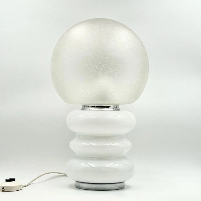 Large Murano Handmade Glass Table Lamp with Ice Crystal Effect, 1960s For Sale - Image 11 of 11