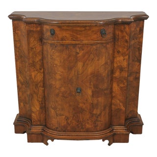 Italian Oysterwood Vintage 1 Door Console Cabinet For Sale