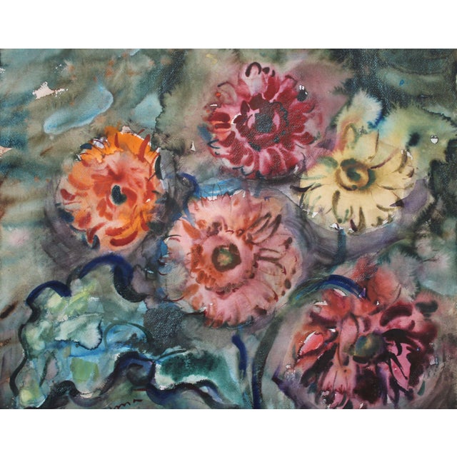 Dzidra Bauma, Gerberas, 1987, Watercolor For Sale - Image 3 of 5