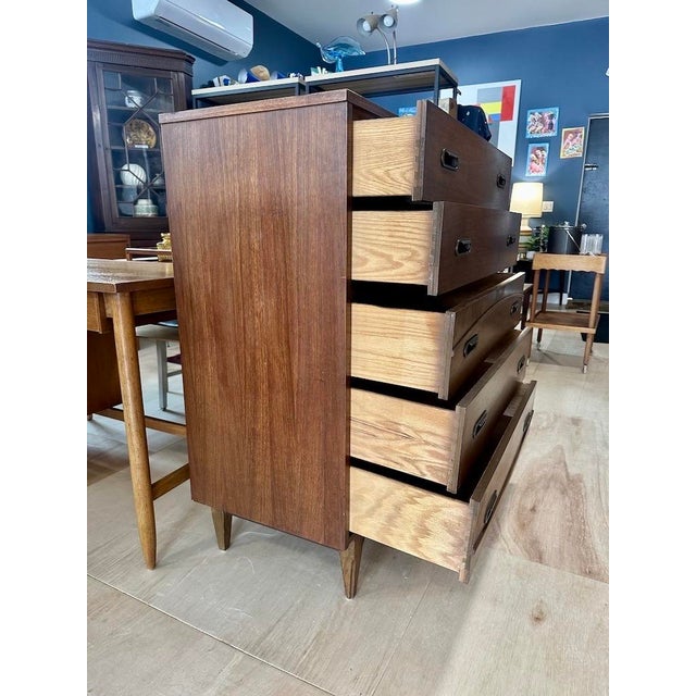 Wood Mid Century 5 Drawer Highboy Dresser by Hooker Mainline For Sale - Image 7 of 11