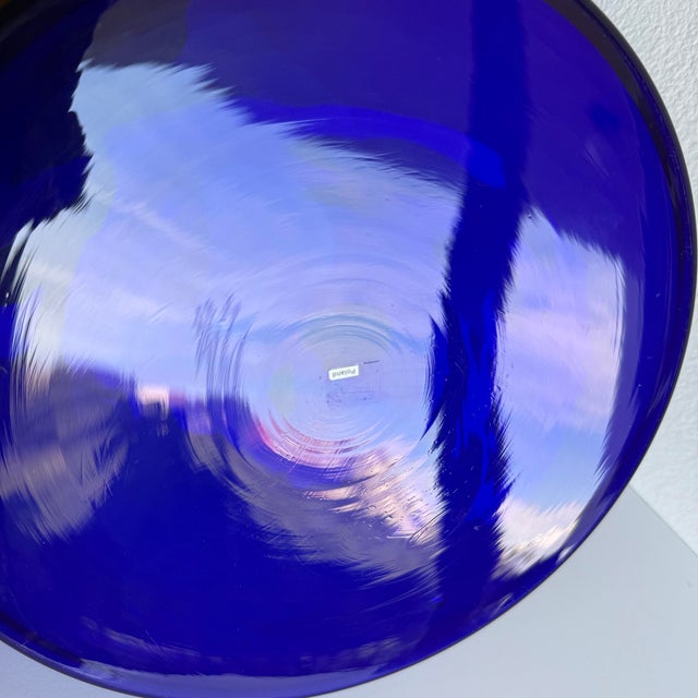 Blue Vintage Hand Blown Conical Cobalt Blue Glass Vase For Sale - Image 8 of 10