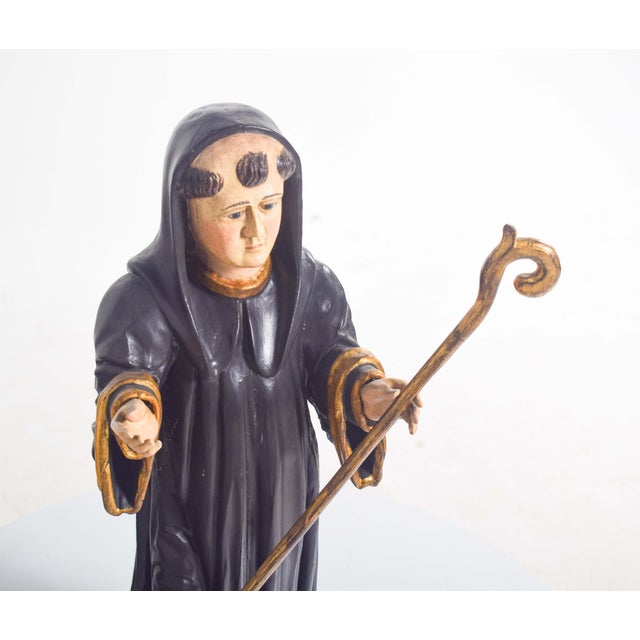 Wood Wooden Sculpture of Saint Benedict, 1890s For Sale - Image 7 of 11