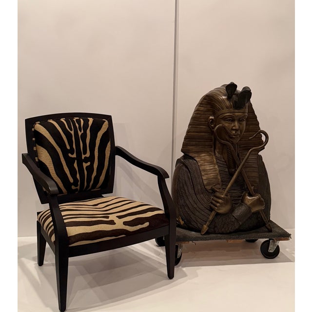 Faux Zebra Printed Cowhide Club Chairs - A Pair For Sale - Image 12 of 18