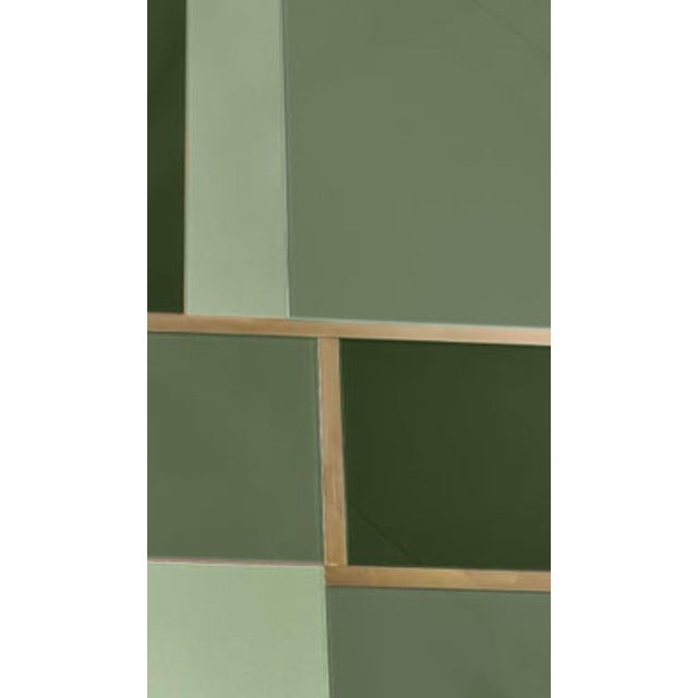 Square Coffee Table with Green Murano Glass and Brass Bands from Justfurnituress SRL For Sale - Image 9 of 10