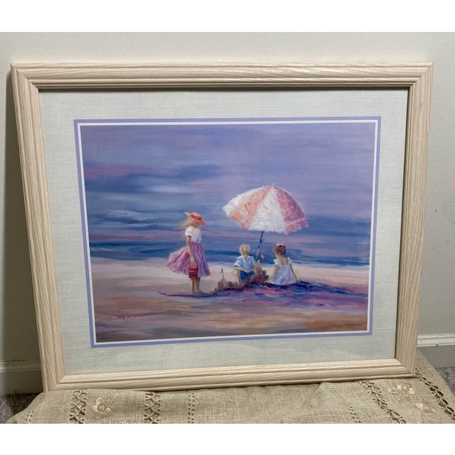 Coastal 1990s Nora DeBolt Coastal Beach Lithographs in Light Wood Frames, 1992 - a Pair For Sale - Image 3 of 12